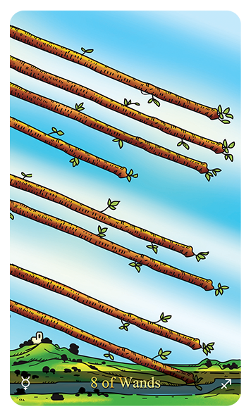 Tarot Card - Eight of Wands (แปดไม้เท้า)
